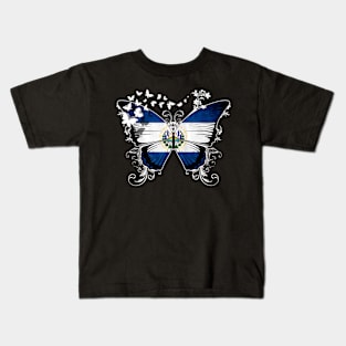 El salvador Flag Butterfly Kids T-Shirt